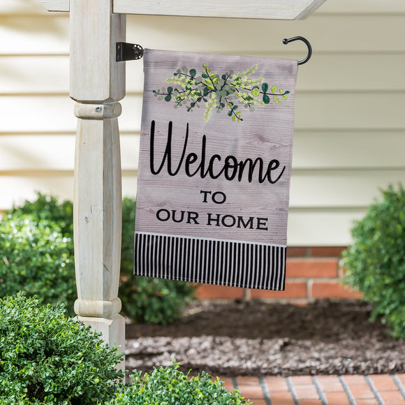 Evergreen Wood Grain Welcome Garden Burlap Flag (12.5 x 18 inches)