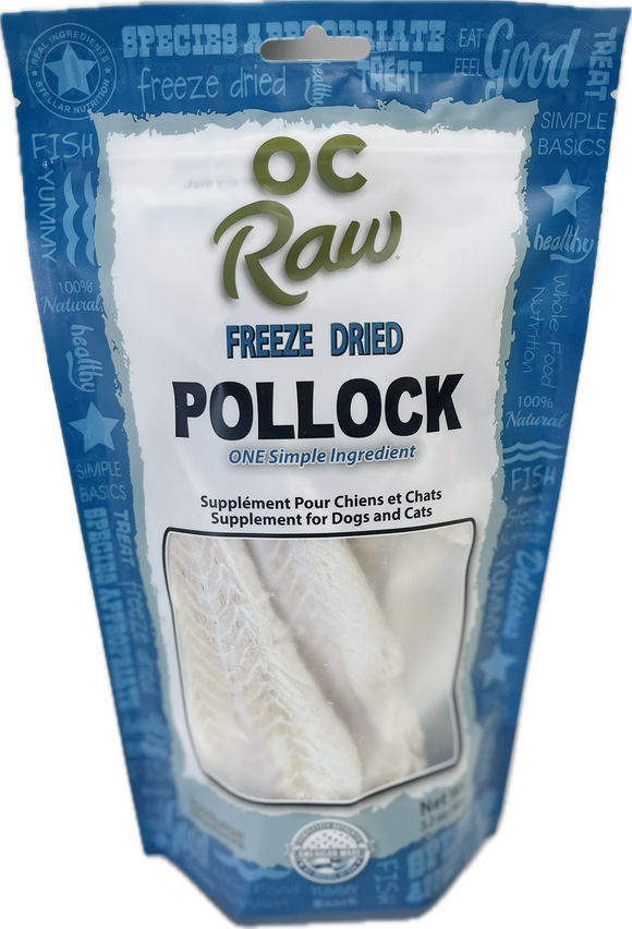 OC Raw Dog OC Raw Freeze Dried Pollock for Dogs and Cats (3.2 oz)