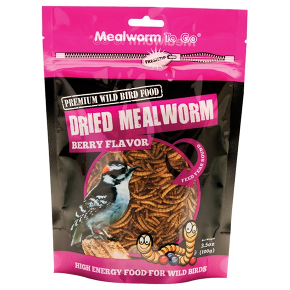 UNIPET MEALWORM TO GO DRIED MEALWORM PREMIUM WILD BIRD FOOD BERRY FLAVOR (3.53 oz)