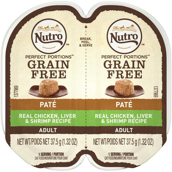 Nutro Perfect Portions Adult Grain Free Chicken, Liver & Shrimp Pate Wet Cat Food Trays