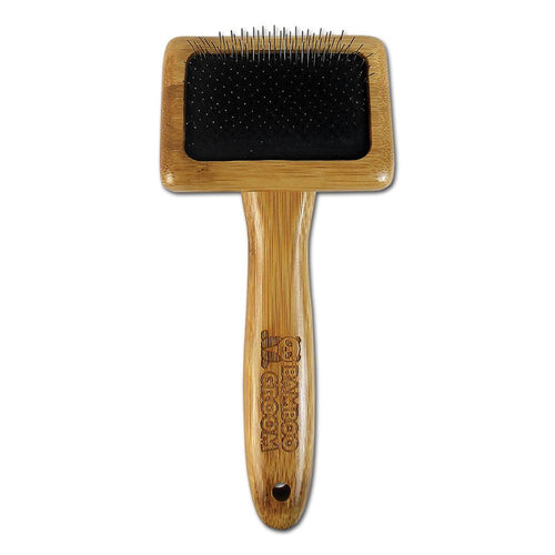 Bamboo Groom Slicker Brush with Stainless Steel Pins