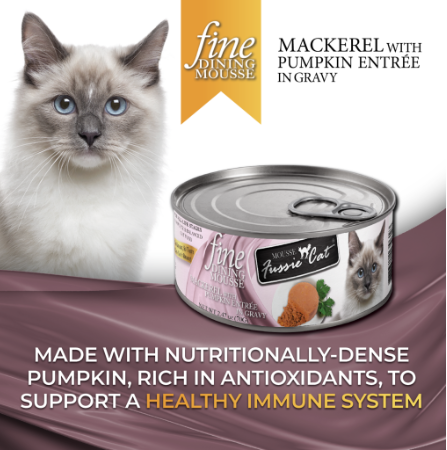 Fussie Cat Fine Dining - Mousse Mackerel with Pumpkin Entree in Gravy Canned Cat Food (2.47 oz (70g))