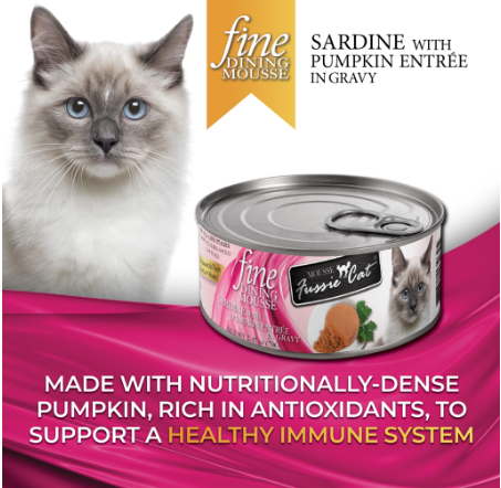 Fussie Cat Fine Dining Mousse Sardine with Pumpkin Entree in Gravy Canned Cat Food (2.47 oz (70g))