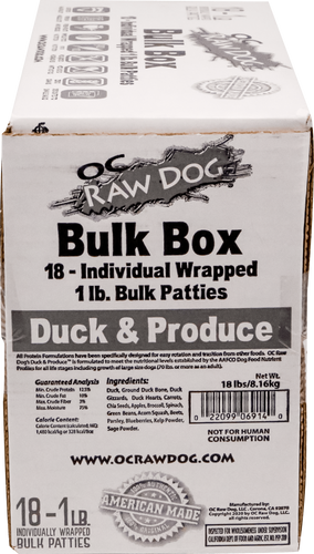 OC Raw Dog Duck & Produce ~ 18# Bulk Box