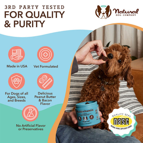 Natural Dog Company Multivitamin Supplement Soft Chews for Dogs (90 Count)