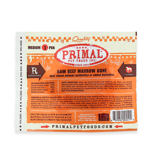 Primal Pet Foods Raw Recreational Beef Marrow Bones