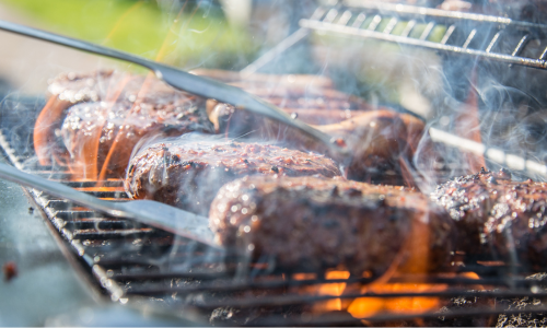 Burgers on grill