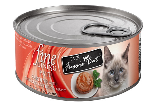 Fussie Cat Fine Dining Pate Sardine with Chicken Entree in Gravy Canned Cat Food 2.82 oz 80g Can Harrisburg PA Hanoverdale Agway