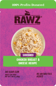 Rawz Shredded Chicken Breast & Cheese Wet Cat Food Recipe (2.46 oz. Pouches)