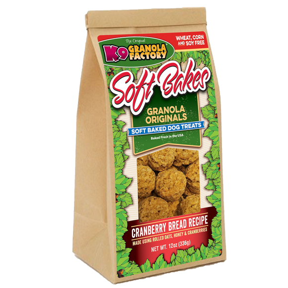 K9 Granola Factory Soft Bakes, Cranberry Bread Recipe Dog Treats (12 oz)