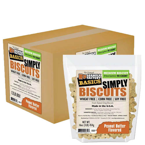 K9 Granola Simply Biscuits, Peanut Butter Flavored Medium Dog Treats (1 lb)