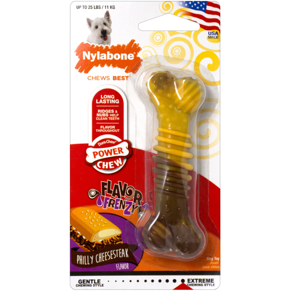 Nylabone Flavor Frenzy Power Chew Dog Toy (Small/Regular, Philly Cheesesteak)