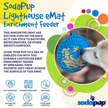 Soda Pup Lighthouse eMat Enrichment Lick Mat With Suction Cups