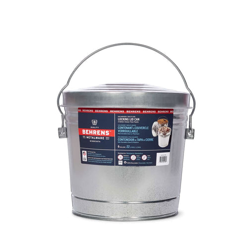 Behrens 6 Gallon Galvanized Steel Locking Lid Trash Can with Lid
