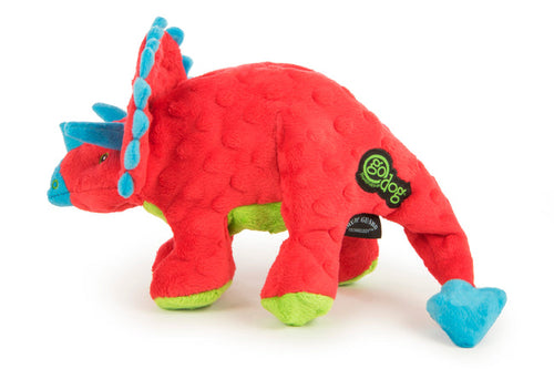 GODOG Dinos Frills Squeaker Plush Pet Dog Toy