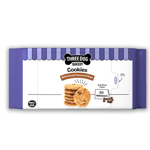 Three Dog Bakery Cookies with Carob Flavored Chips Dog Treats