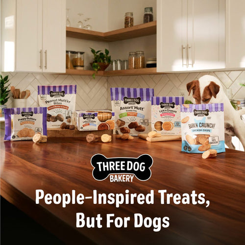 Three Dog Bakery Cookies with Carob Flavored Chips Dog Treats