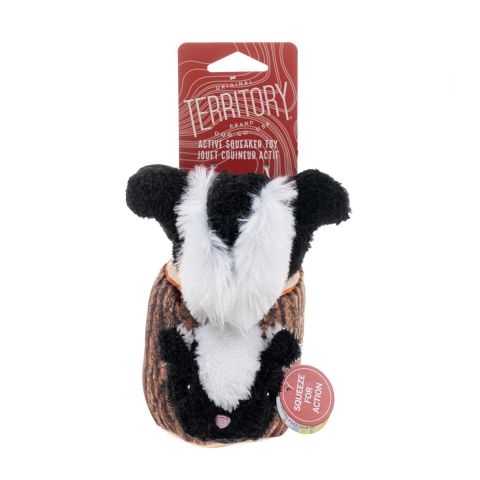 Territory Skunk in Log Moving Plush Dog Toy