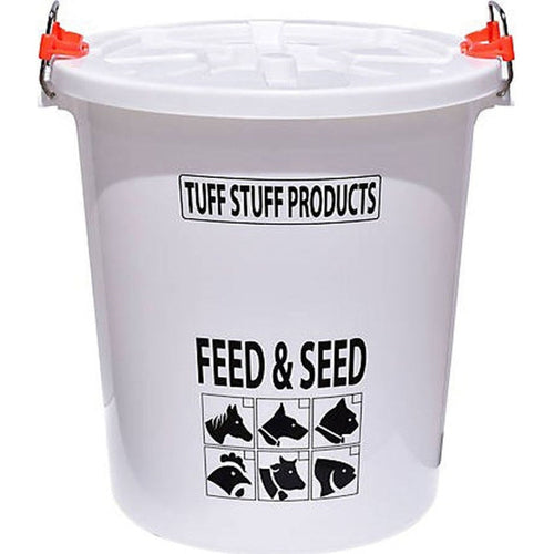 TUFF STUFF FEED STORAGE DRUM WITH LOCKING LID (WHITE)