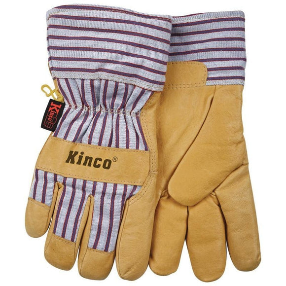 Kinco Lined Grain Pigskin Glove (TAN/BLUE Large)